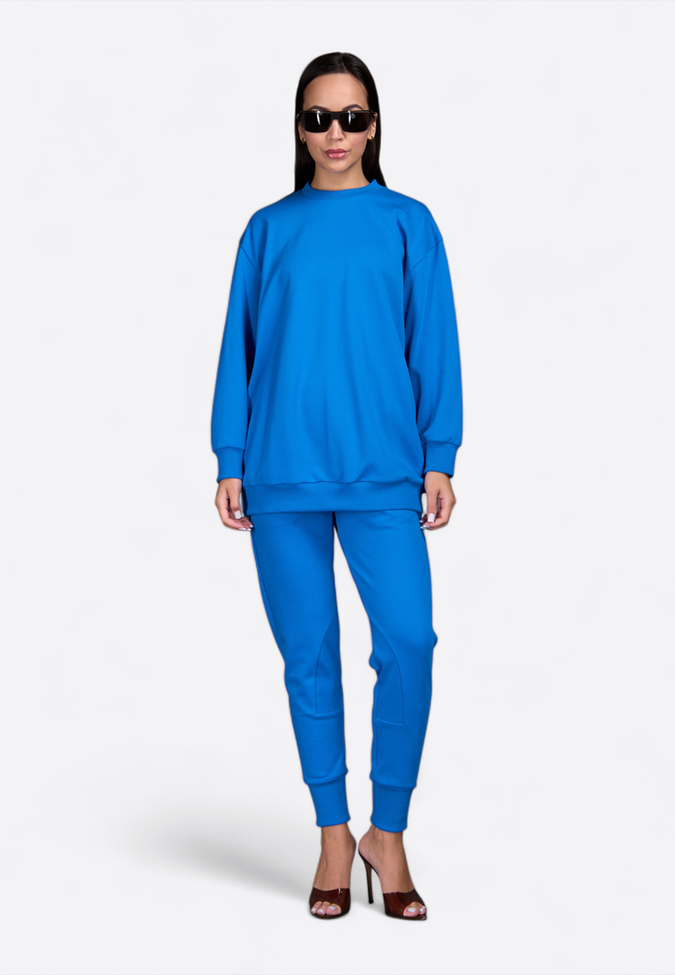 Crewneck Long Sleeve Blue Sweatshirt - East Vibe