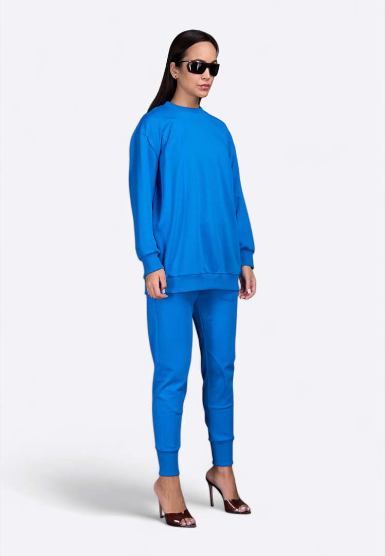 Crewneck Long Sleeve Blue Sweatshirt - East Vibe