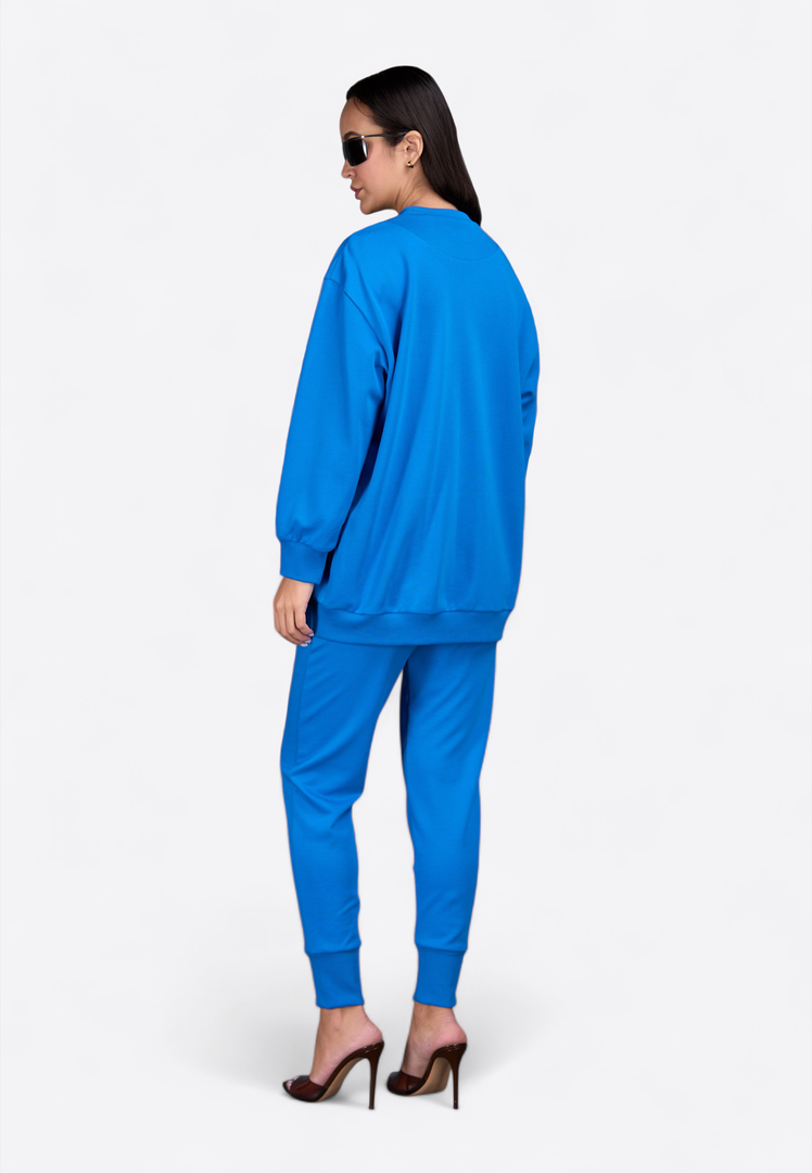 Crewneck Long Sleeve Blue T-Shirt - East Vibe