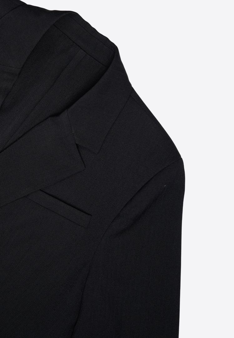 Black Linen Open Front Jacket - East Vibe