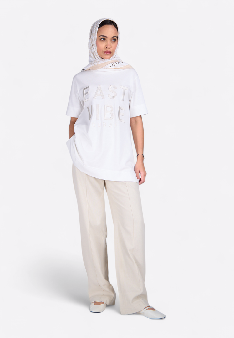 EMIRATES LIMITED White Long T-Shirt - East Vibe