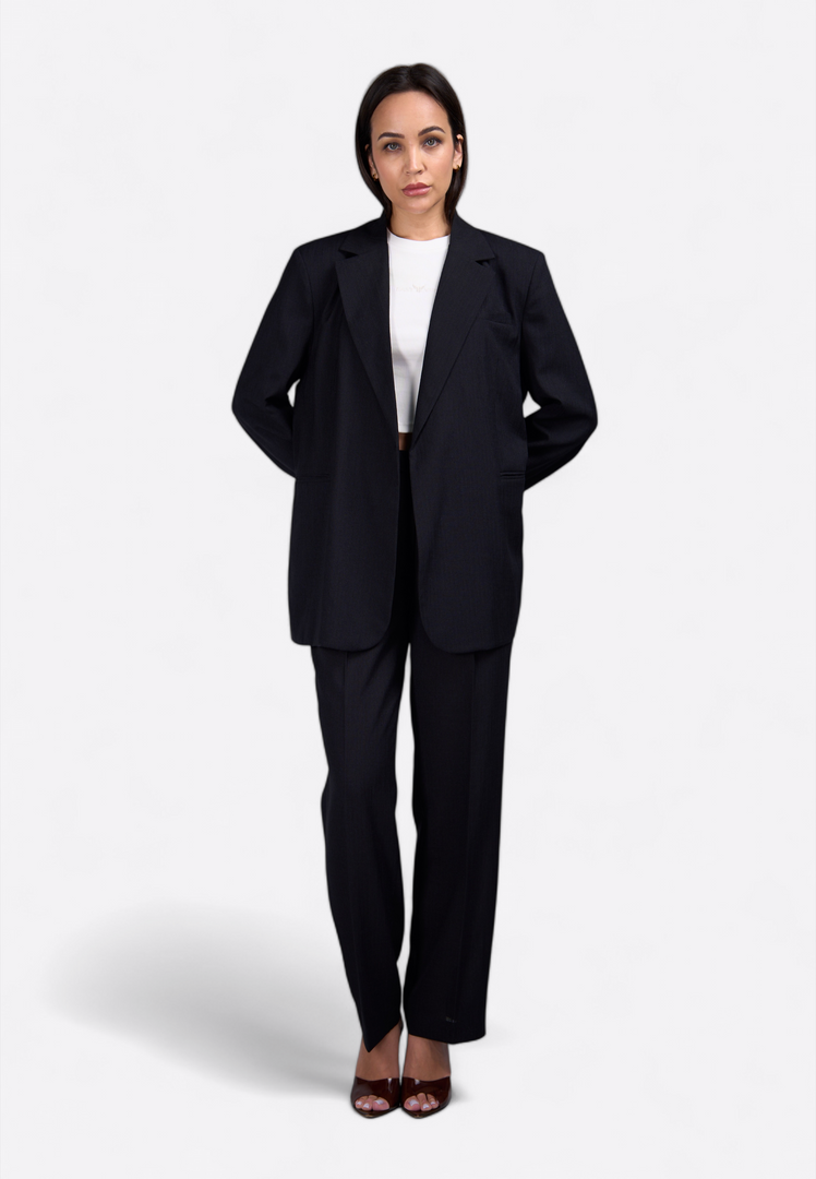 Black Linen Open Front Jacket - East Vibe