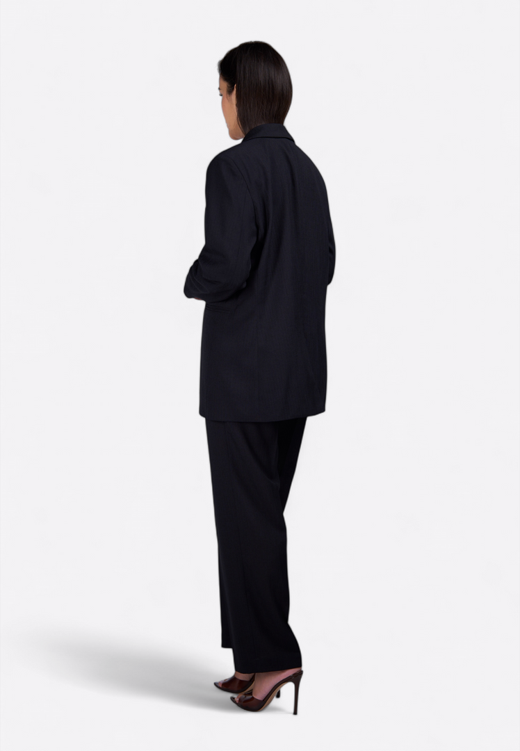 Black Linen Open Front Jacket - East Vibe