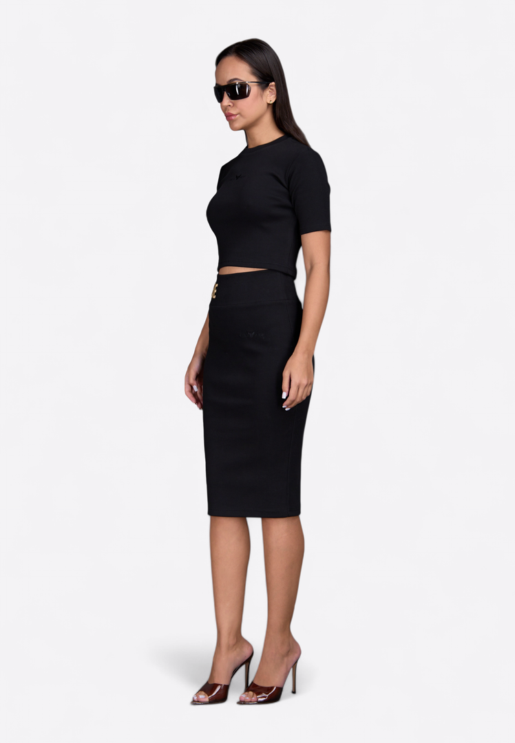 EV Monogram Slim-Fit Pencil Skirt