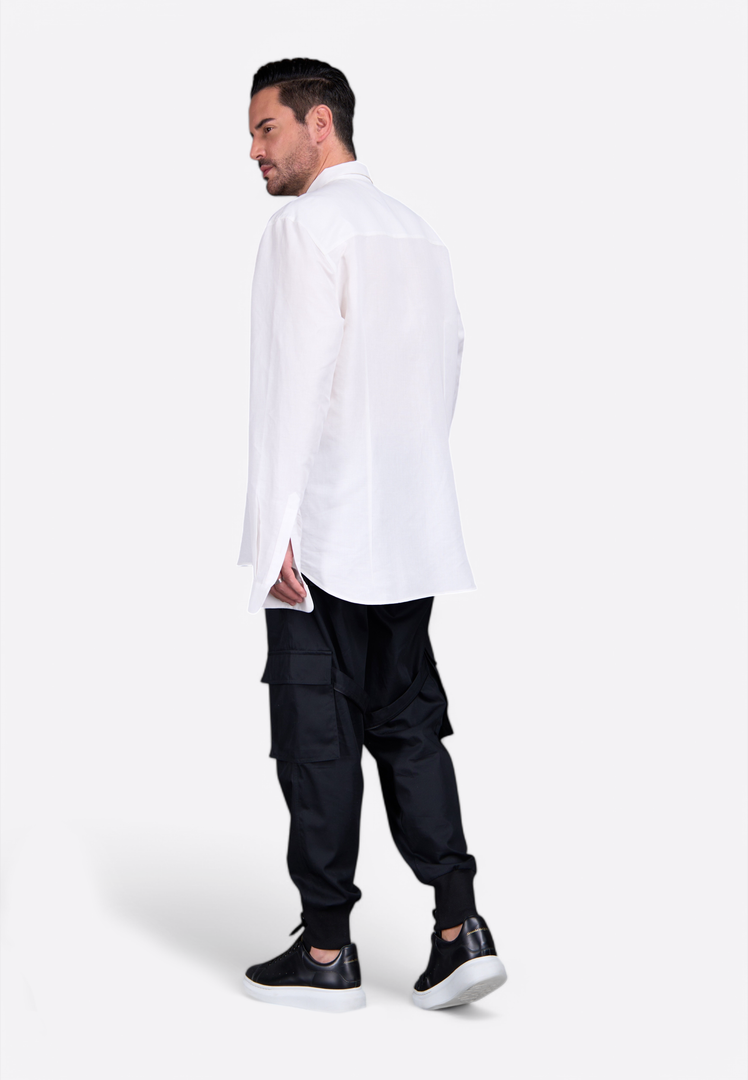 Off-White Linen Formal Shirt for Men