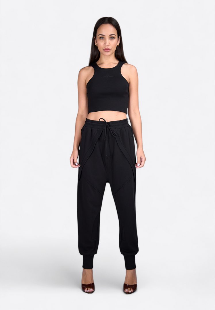 High Waist Black Joggers for Women