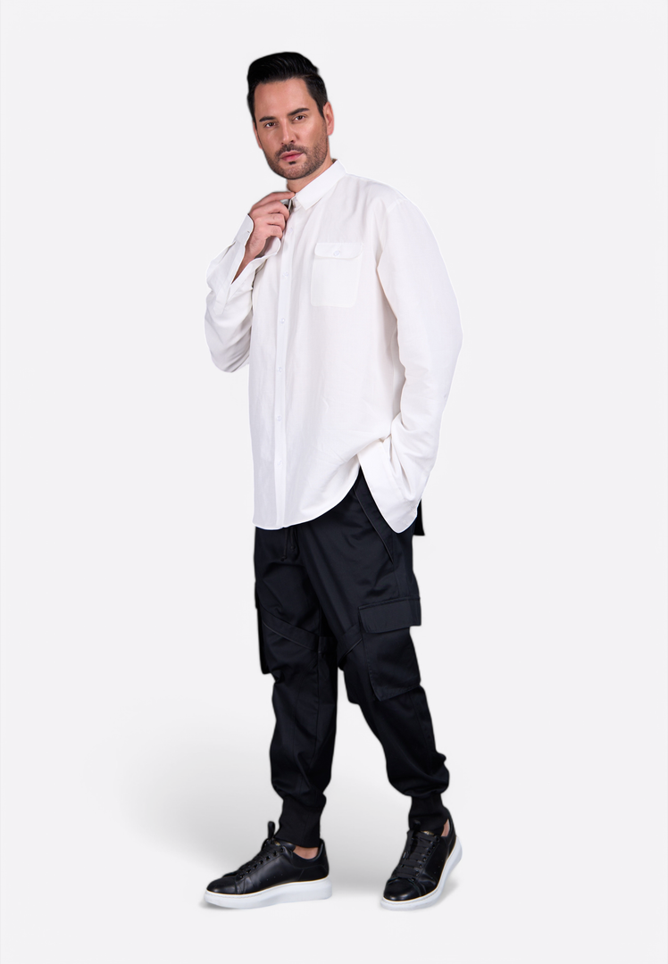 Off-White Linen Formal Shirt for Men