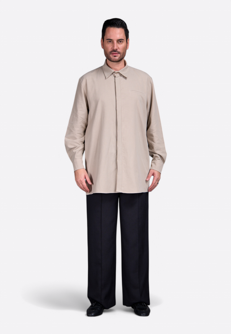 Beige Linen Men's Shirt