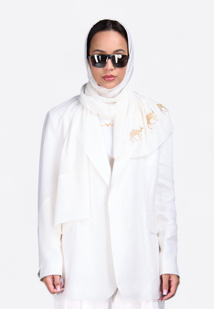 EastVibe Designer White Scarf - East Vibe