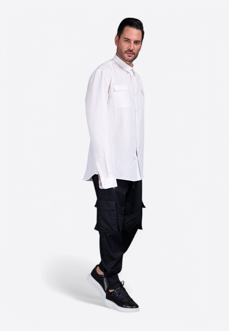 Off-White Linen Formal Shirt for Men