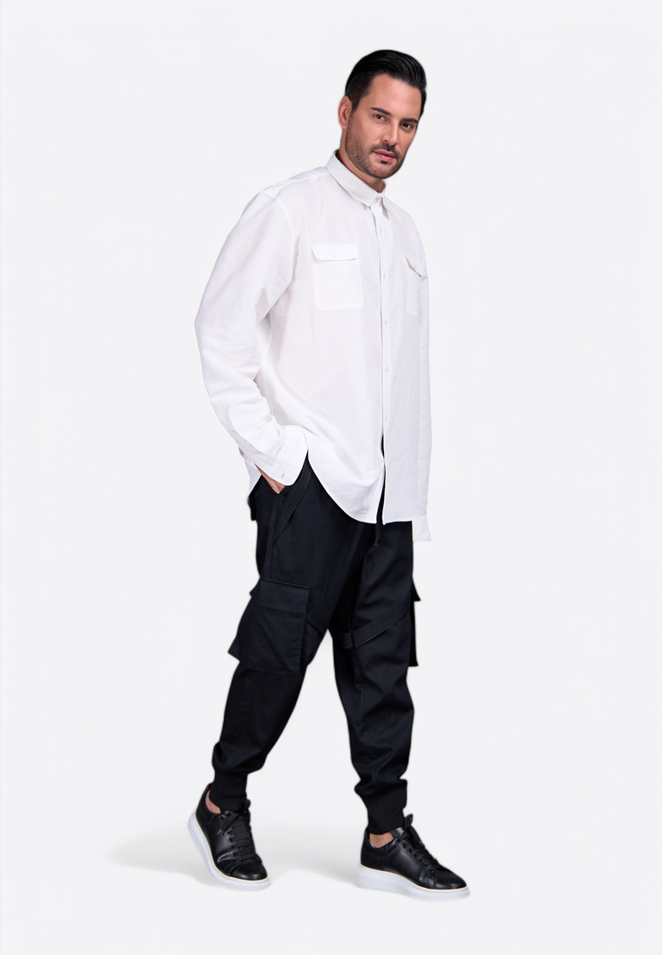 Off-White Linen Formal Shirt for Men