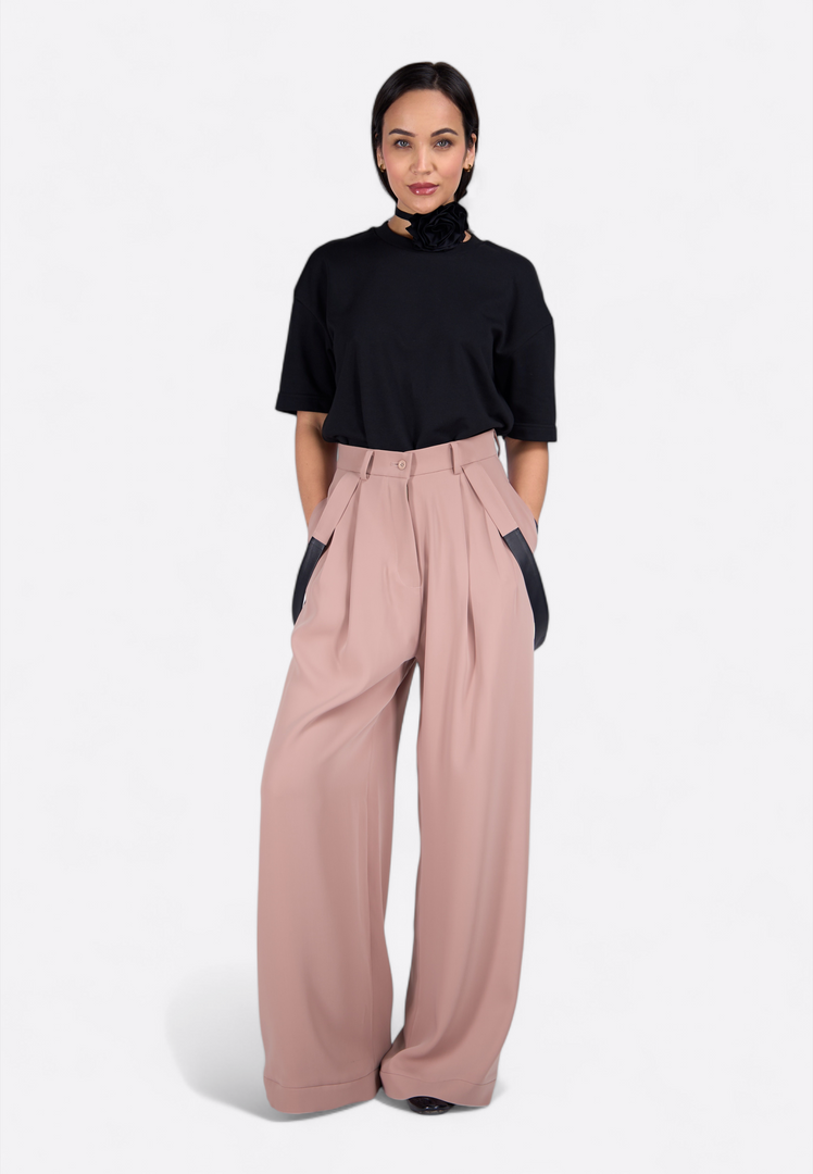 Rose Wide-Leg Silk Trousers - East Vibe