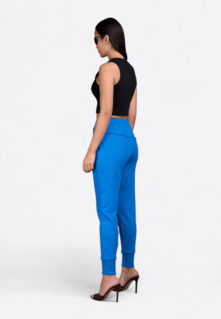 High Waist Navy Joggers - East Vibe