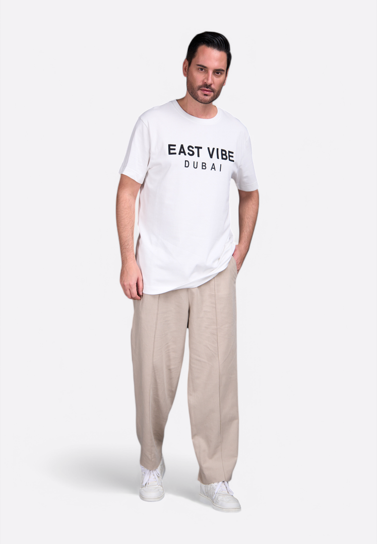 the preview of White Cotton T-Shirt With East Vibe