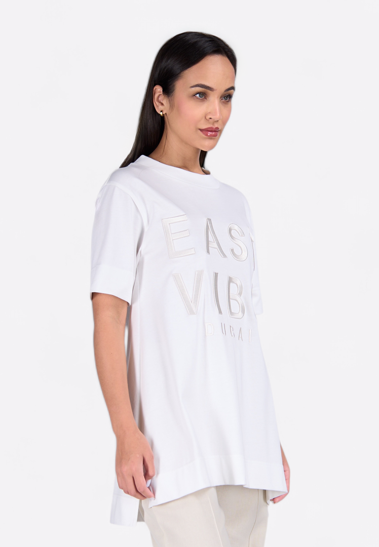 EMIRATES LIMITED White Long T-Shirt - East Vibe