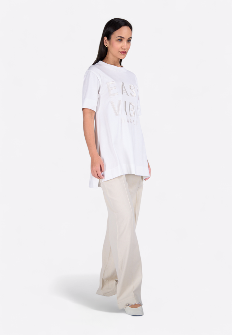 EMIRATES LIMITED White Long T-Shirt - East Vibe